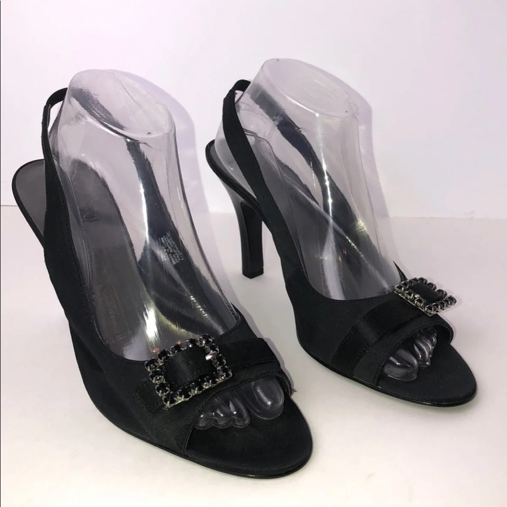 Sam & Libby Slingback Black Satin Heels